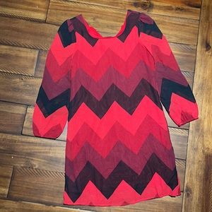 Girl’s Red Black Chevron Bow Dress M